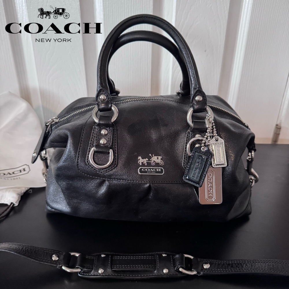 Coach Madison Sabrina Satchel Black Leather Bag